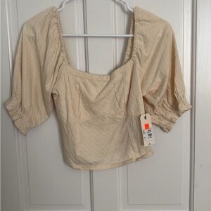 Billabong Cream Puff Sleeve Crop Top